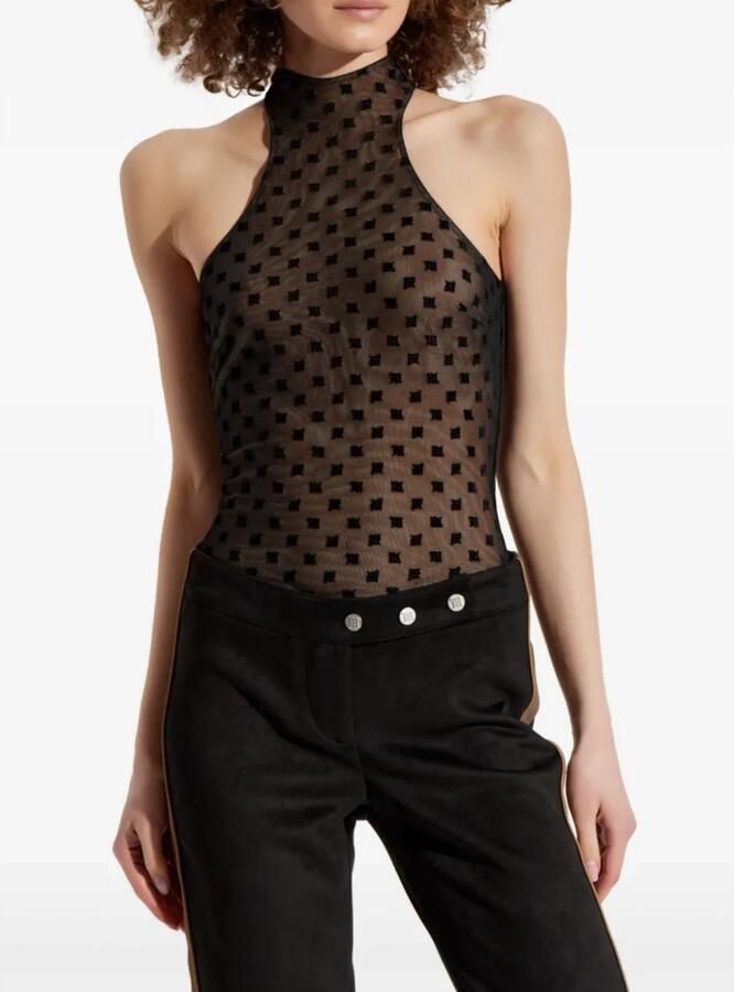 Misbhv Zwart Monogram Halter Top Mesh Black Dames - Foto 4