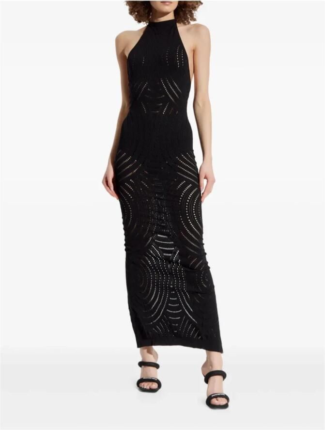Misbhv Zwarte Halter Maxi Jurk Black Dames - Foto 4