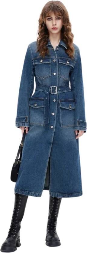 Miss Sixty Vintage Cargo Stijl Denim Jas met Riem Blue Dames