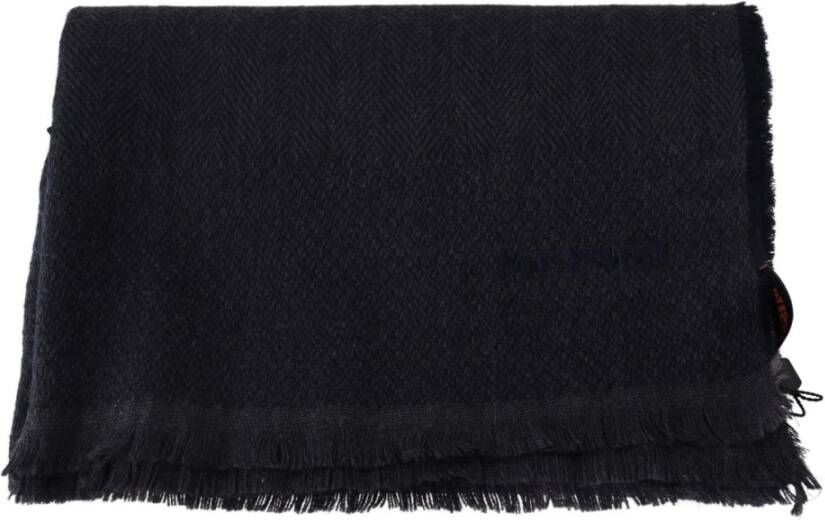Missoni Black 100% Wool Uni Neck Wrap Scarf One Size Zwart