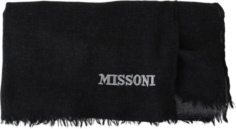 Missoni Black 100% Wool Uni Neck Wrap Scarf One Size Zwart Dames