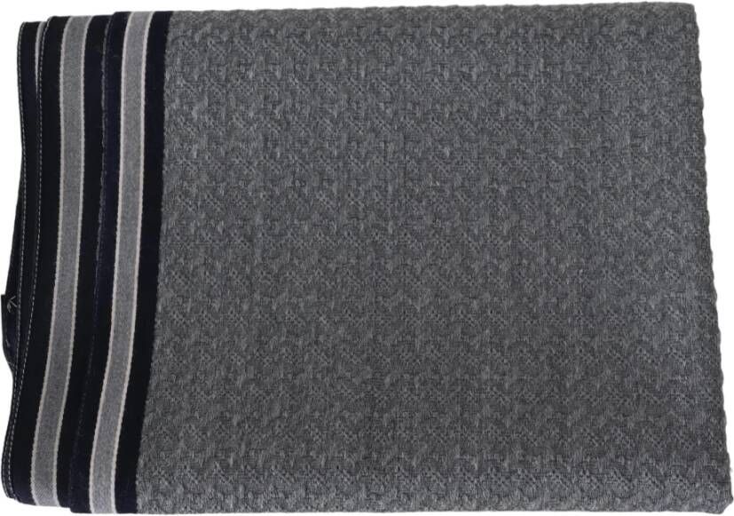 Missoni Gray Stripes Pattern 100% Wool Uni Neck Wrap Scarf One Grijs Heren