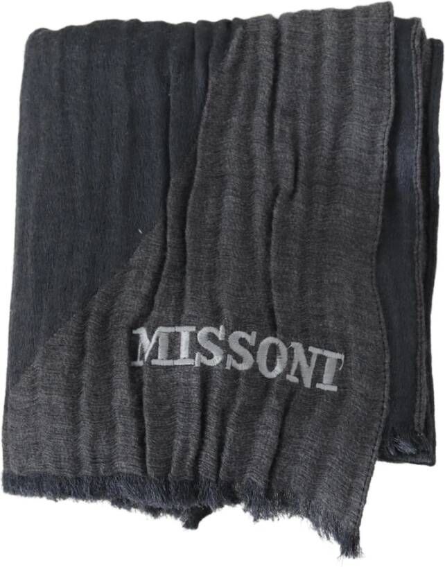 Missoni Gray Wool Uni Neck Wrap Shawl Scarf One Size Grijs Dames