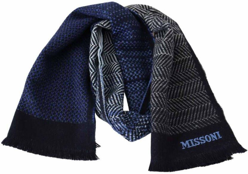 Missoni Multicolor Wool Patterned Uni Neck Wrap Scarf One Size Zwart