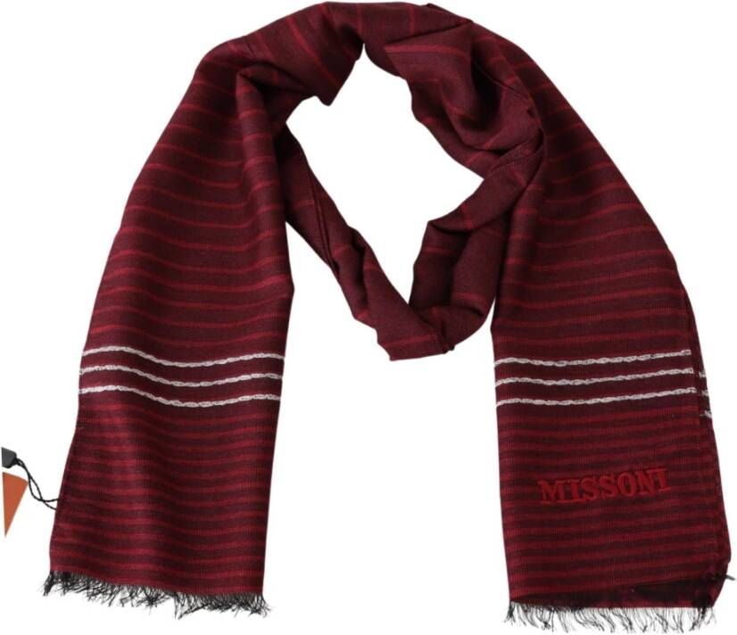 Missoni Red Striped Wool Blend Uni Neck Wrap Red Rood Dames