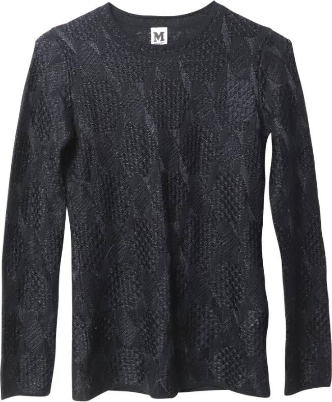 Missoni Textured Long-sleeve Sweater in Black Cotton Zwart Dames