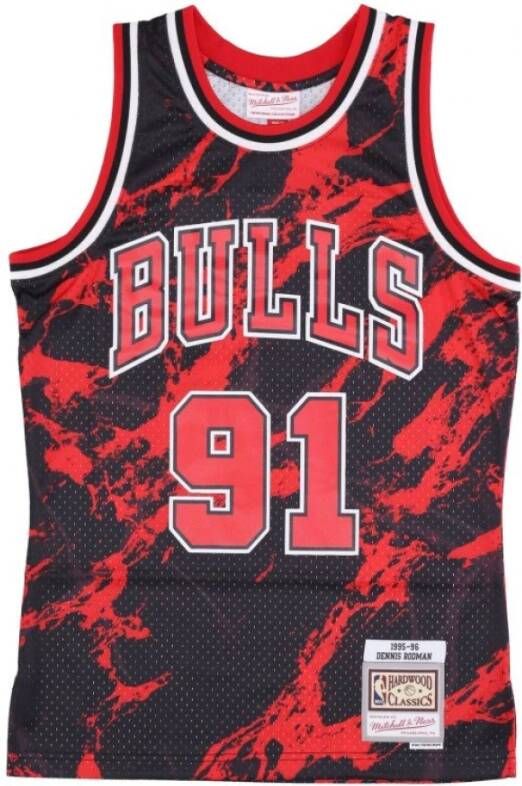 Mitchell & Ness Basketball jersey NBA Team Marble Swingman Hardwood Classics no 91 Dennis Rodman Rood Heren
