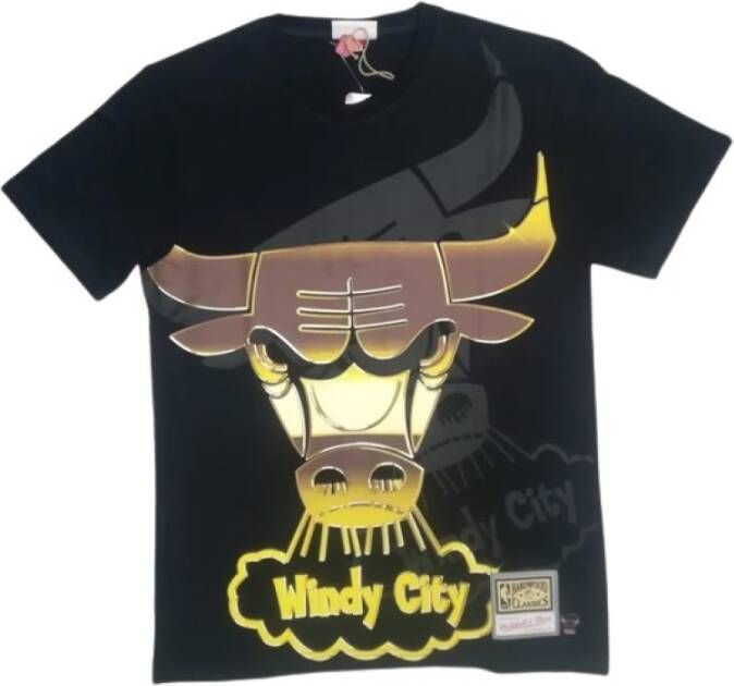 Mitchell & Ness Camiseta Bulls Face Cotton Tee Zwart Heren