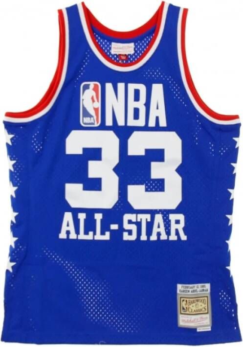 Mitchell & Ness Canotta Basket NBA Swingman Jersey Hardwood Classics No33 Kareem Abdul Jabbar All Star West 1985 Blauw Heren