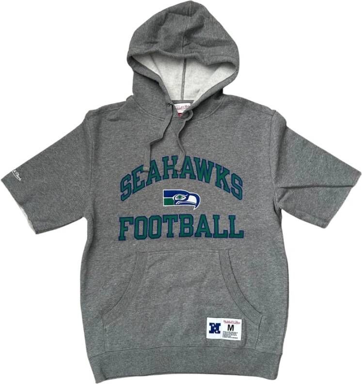 Mitchell & Ness Seahawks NFL Korte Mouw Fleece Hoodie Grijs Heren