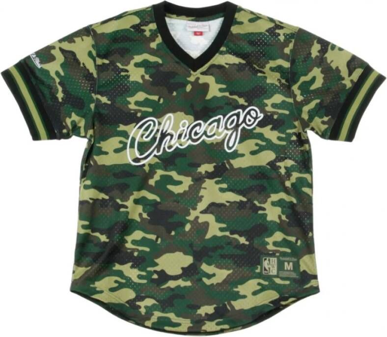Mitchell & Ness Jersey manba camo v-neck tee Groen Heren