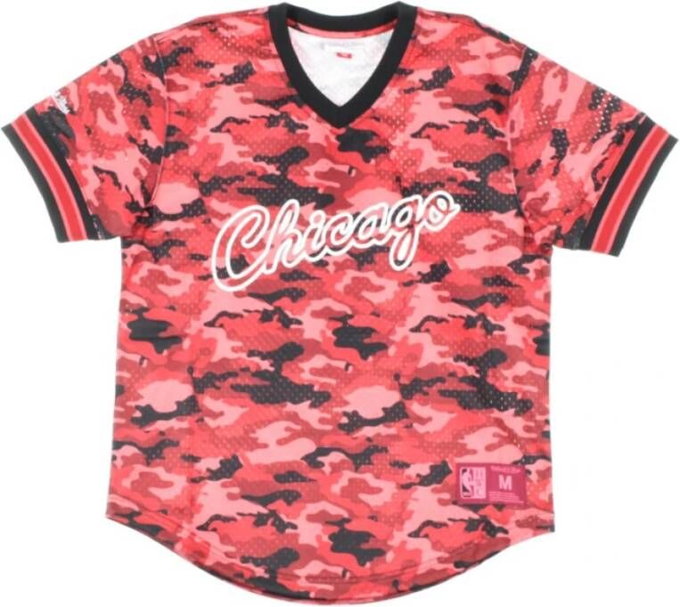 Mitchell & Ness Jersey NBA Camo Mesh V-Neck Team Color Chibul Rood Heren