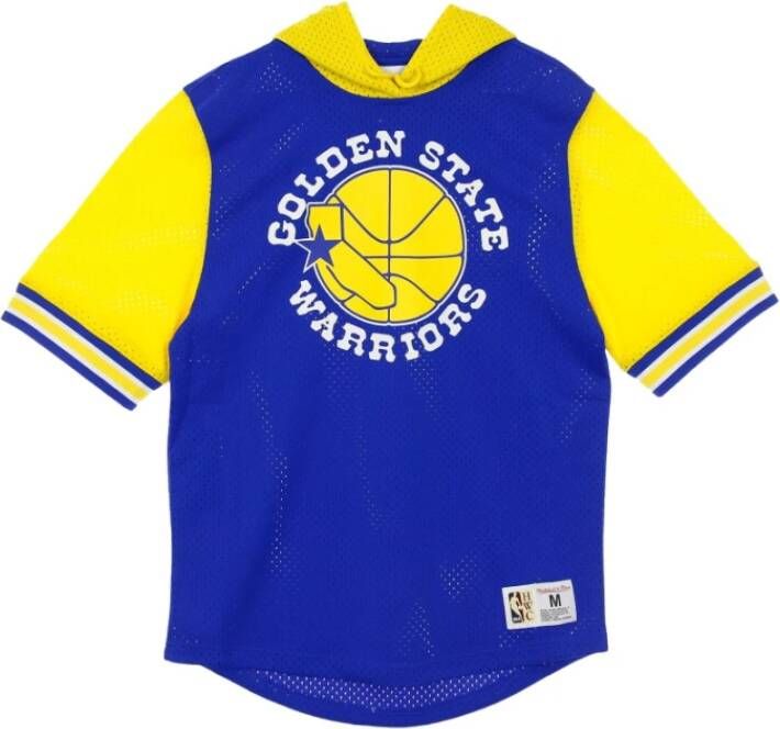 Mitchell & Ness Licht sweatshirt korte mouw NBA Buzzer klopper Mesh Hoody Hardwood Classics Goldwar Blauw Heren