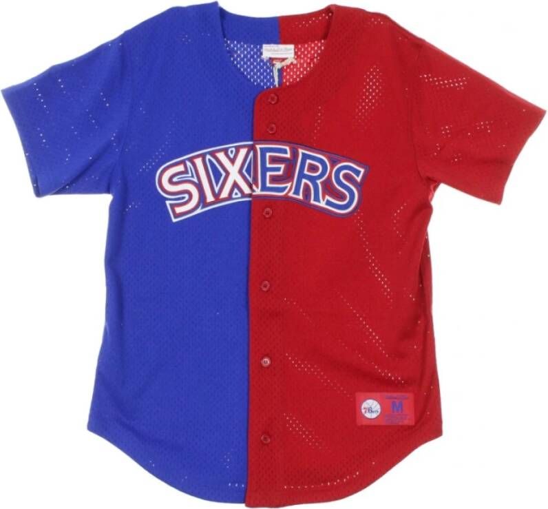 Mitchell & Ness T -stuk split mesh knop vooraan phi76e Blauw Heren