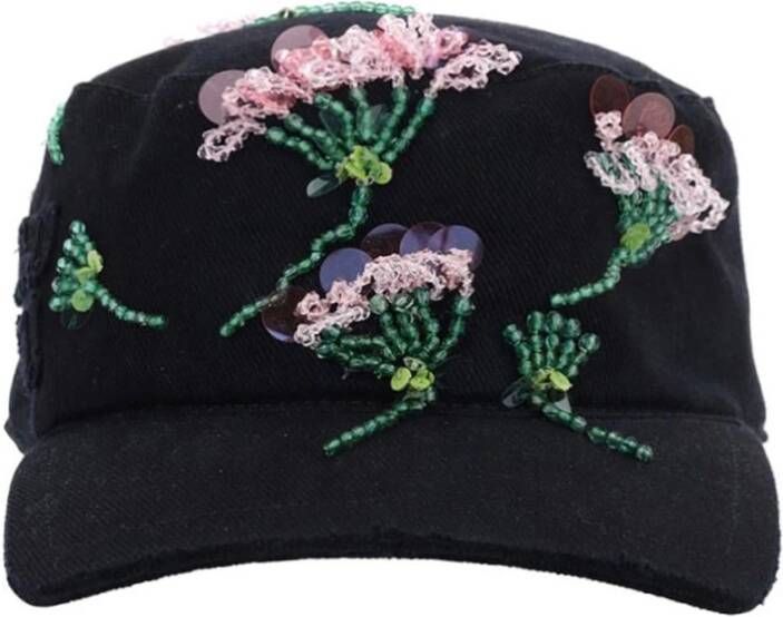 Miu Katoenen hoed met pailletten Zwart Dames