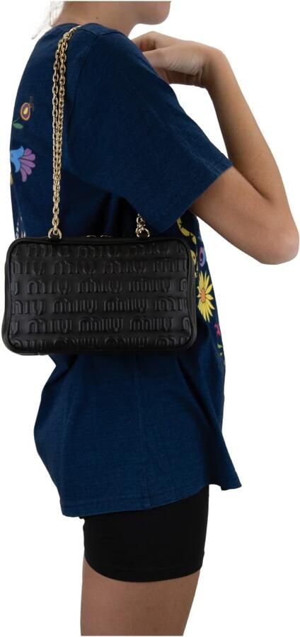 Miu Shoppers & Totes Logo Tote Bag Nappa Leather in zwart - Foto 4