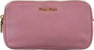 Miu Pre-owned Double Zip Leather Crossbody Bag Roze Dames