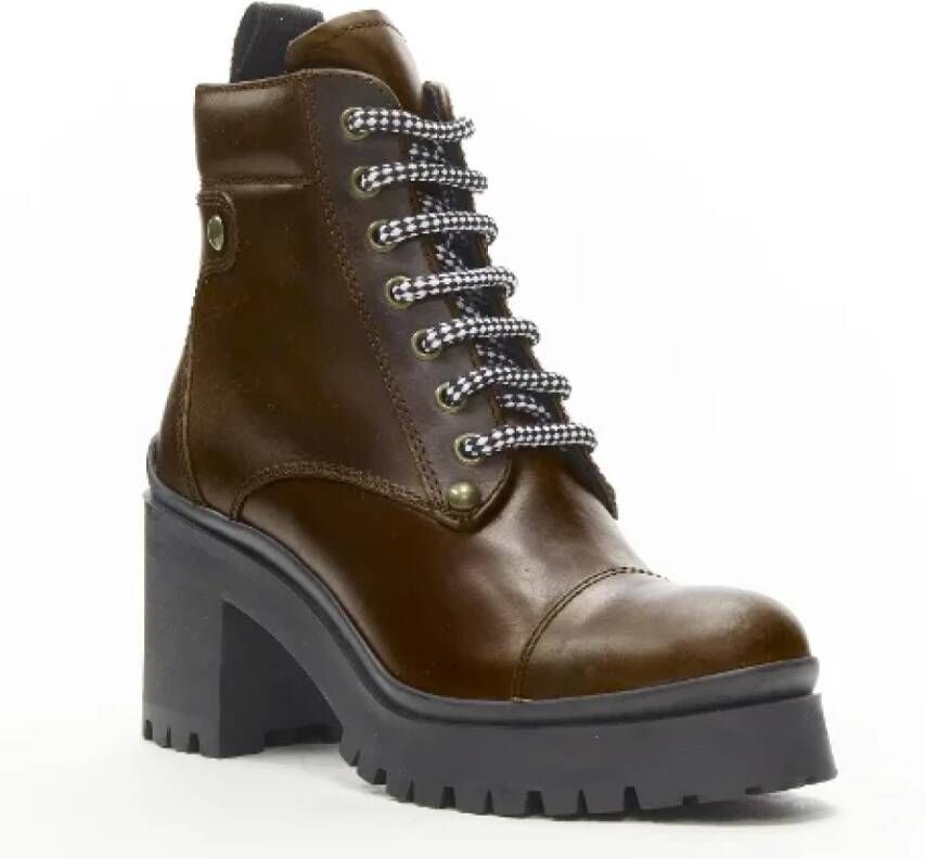 Miu Pre-owned Leather boots Bruin Dames