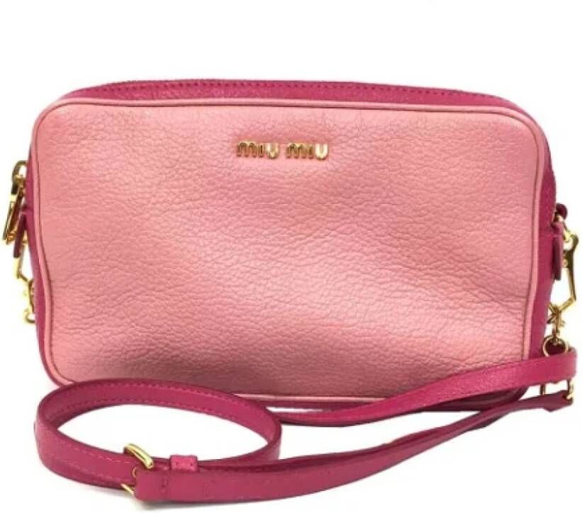 Miu Pre-owned Leather clutches Roze Dames