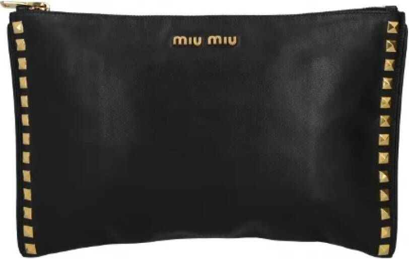 Miu Pre-owned Leather clutches Zwart Dames