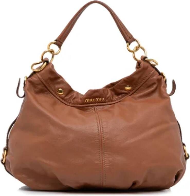 Miu Pre-owned Leather handbags Bruin Dames