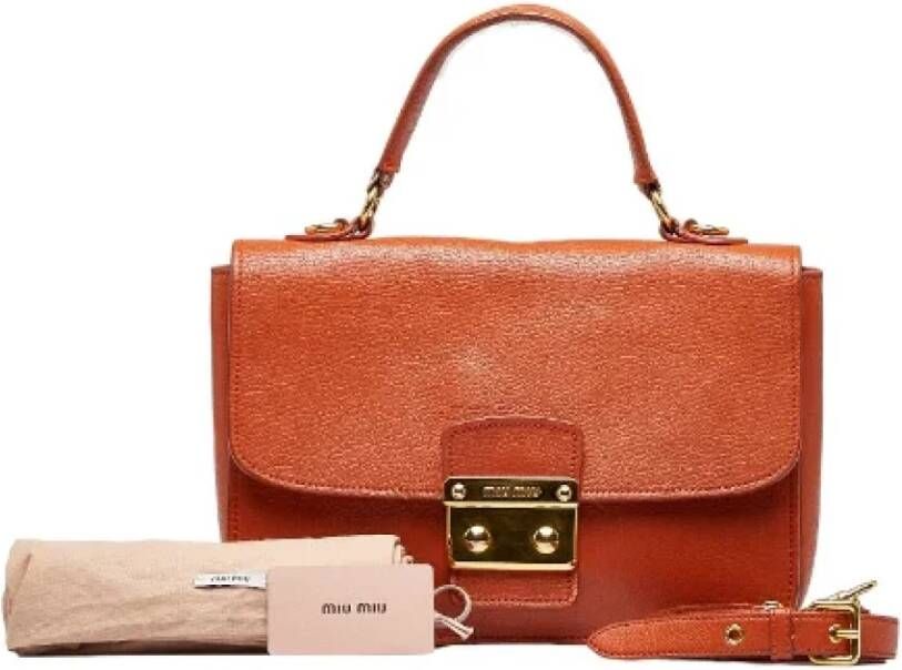 Miu Pre-owned Leather handbags Oranje Dames
