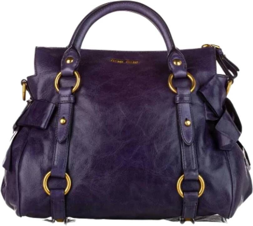 Miu Pre-owned Leather handbags Purple Dames
