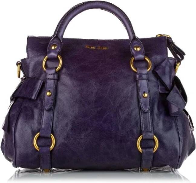Miu Pre-owned Leather handbags Purple Dames