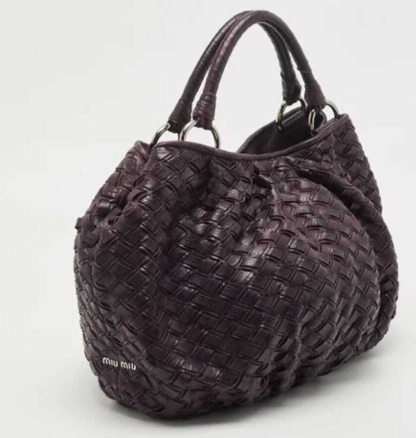 Miu Pre-owned Leather handbags Purple Dames