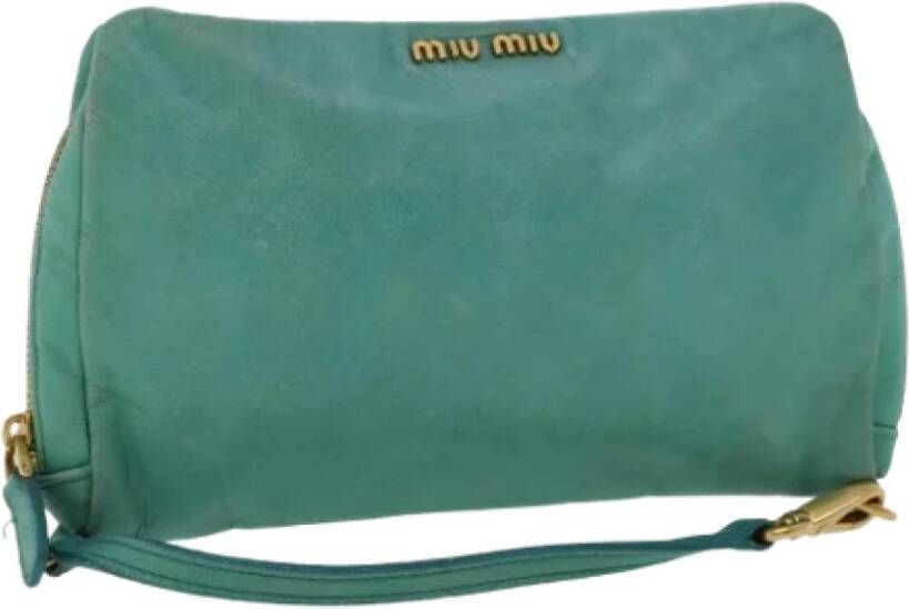 Miu Pre-owned Leather shoulder-bags Blauw Dames