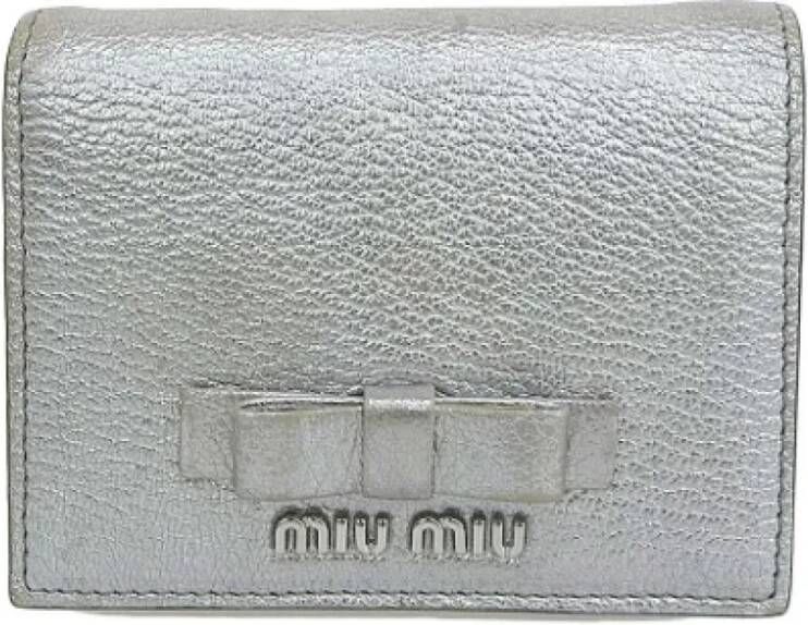 Miu Pre-owned Leather wallets Grijs