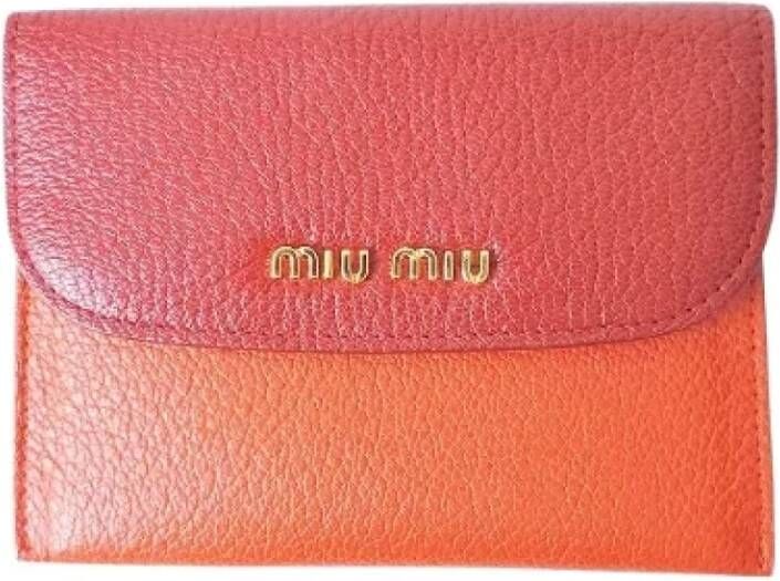 Miu Pre-owned Leather wallets Oranje Dames
