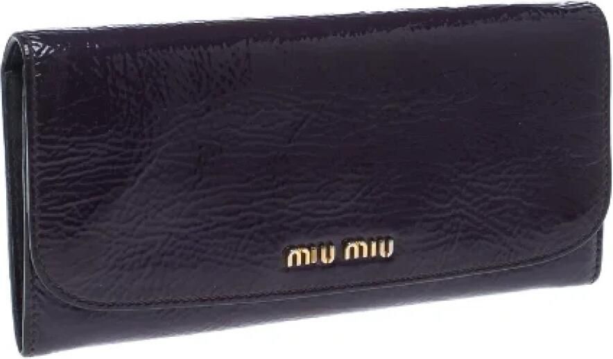 Miu Pre-owned Leather wallets Purple Dames
