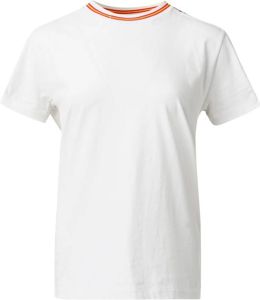 Miu Pre-owned Logo Lined Crew Neck Tee Wit Dames