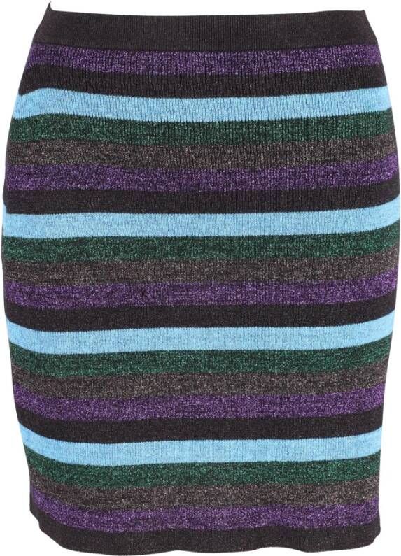 Miu Pre-owned Miu Glitter Knit Mini Skirt in Multicolor Viscose Blauw Dames