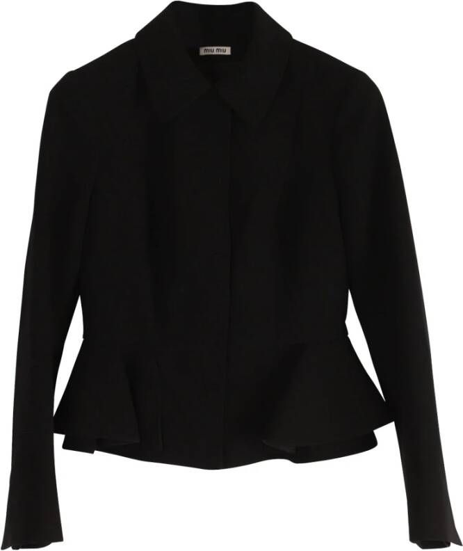 Miu Pre-owned Miu Peplum Jacket in Black Polyamide Zwart Dames