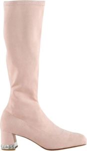 Miu Pre-owned Miu Powder Pink Suede Knee High Boots Roze Dames