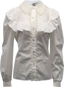 Miu Pre-owned Miu Ruffled Shirt in White Cotton Wit Dames