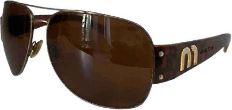 Miu Pre-owned Plastic sunglasses Bruin Dames