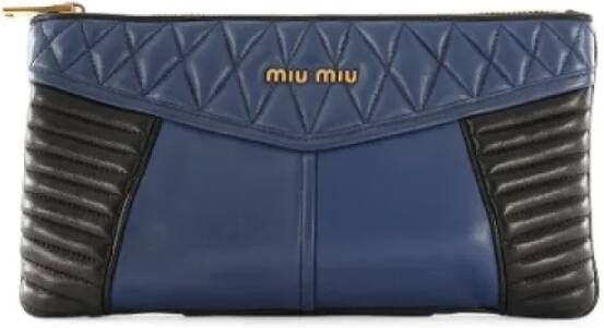 Miu Pre-owned Leather clutches Blauw Dames
