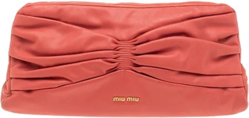 Miu Pre-owned Leather clutches Oranje Dames