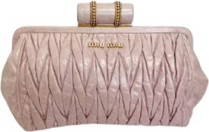 Miu Pre-owned Pre-owned Leather clutches Roze Dames