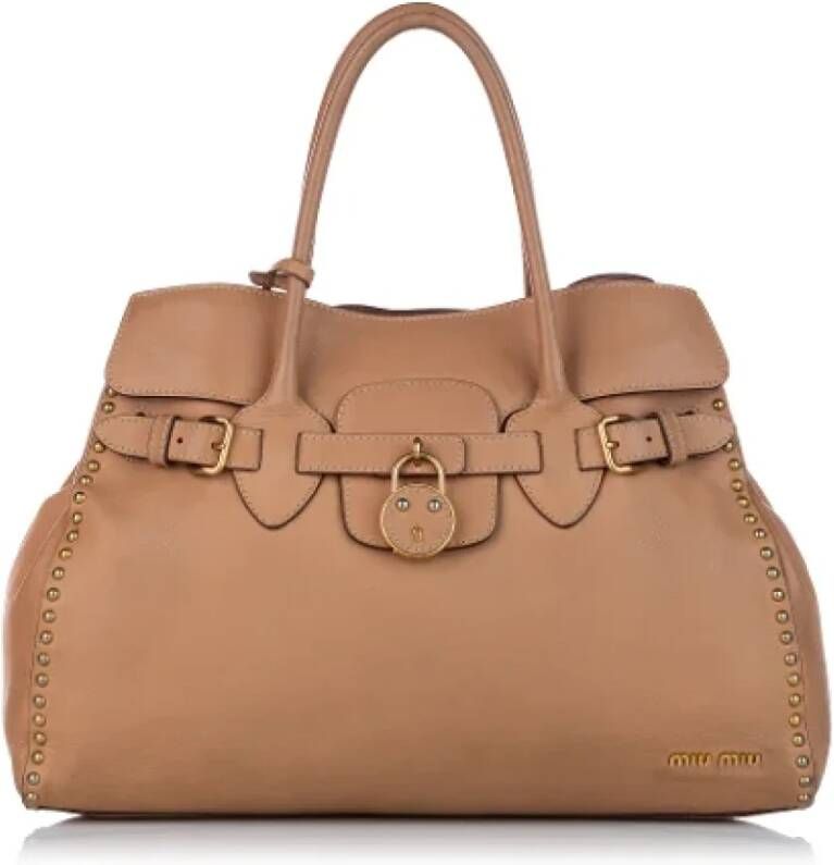 Miu Pre-owned Pre-owned Leather handbags Bruin Dames