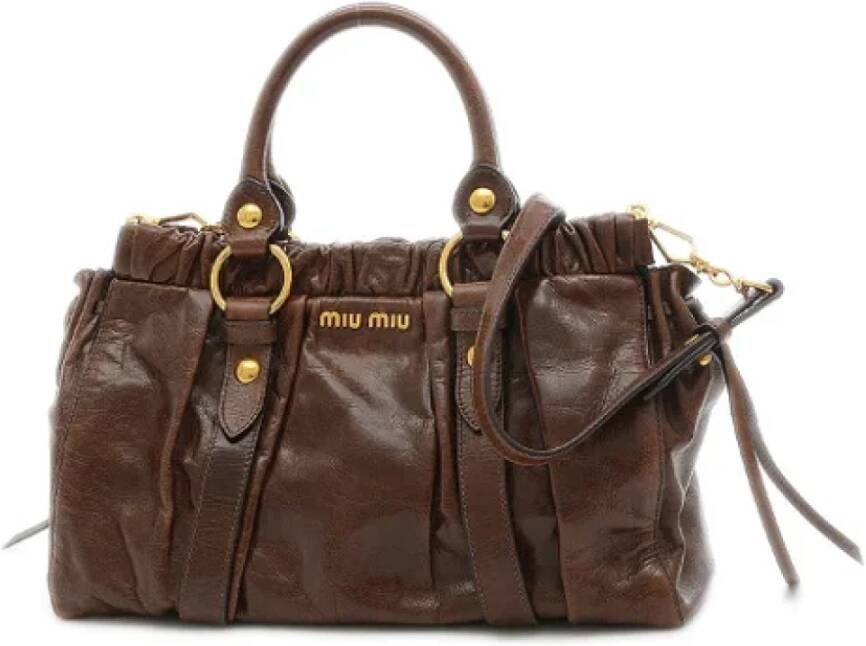 Miu Pre-owned Pre-owned Leather handbags Bruin Dames