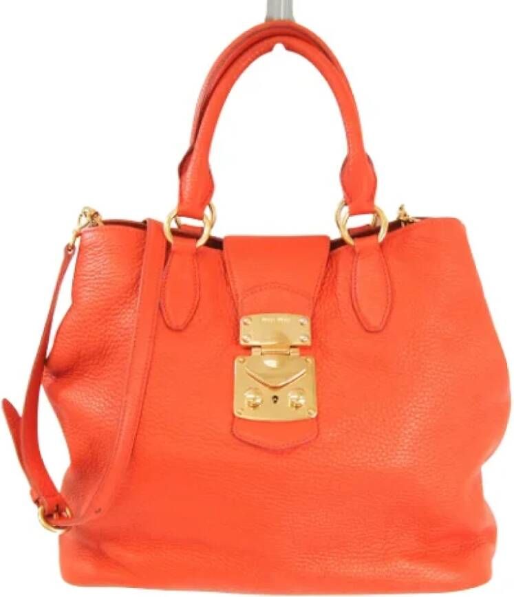 Miu Pre-owned Pre-owned Leather handbags Oranje Dames