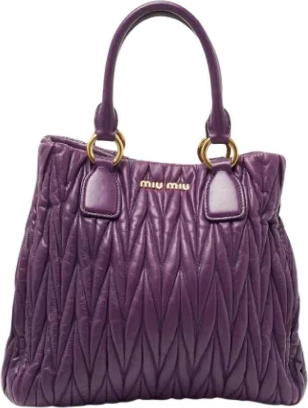 Miu Pre-owned Leather handbags Purple Dames