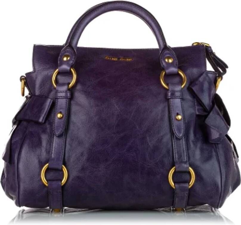 Miu Pre-owned Leather handbags Purple Dames