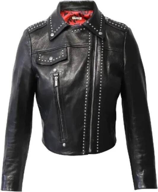 Miu Pre-owned Leather outerwear Zwart Dames