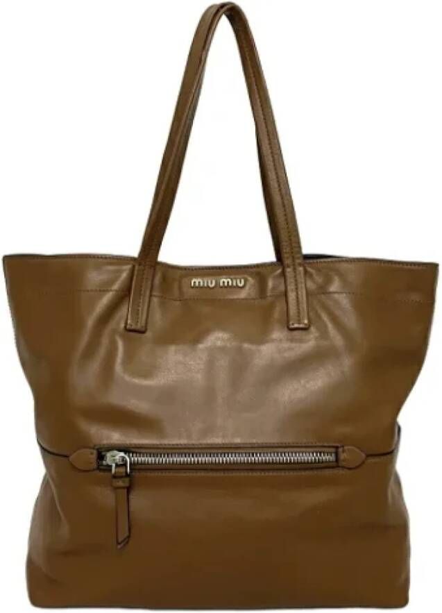 Miu Pre-owned Pre-owned Leather shoulder-bags Bruin Dames