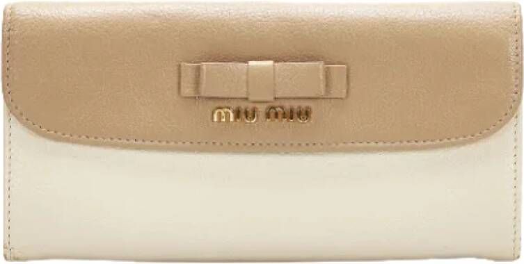 Miu Pre-owned Pre-owned Leather wallets Beige Dames